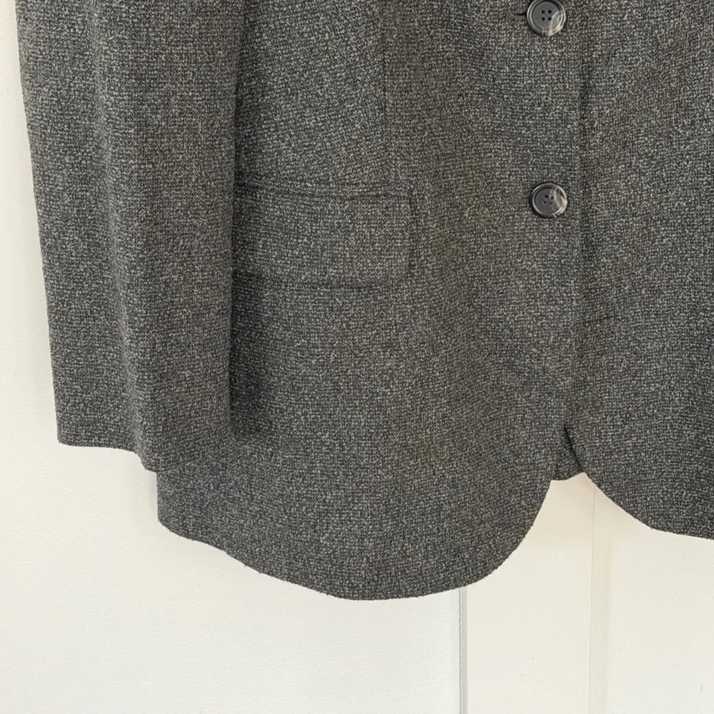 J. Jill Blazer Jacket Gray‎ Career Office Wool Blend Knit Classic Stretch Medium